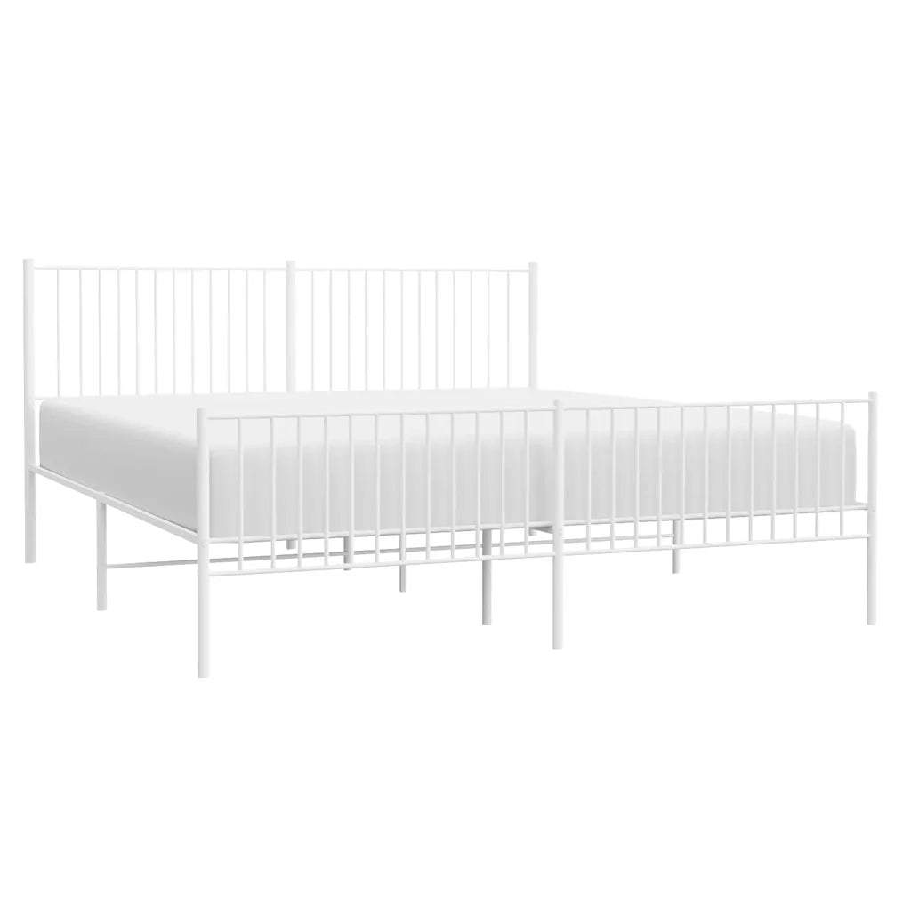 Giroletto con Testiera e Pediera-Struttura Letto Metallo Bianco 193x203 cm 305409