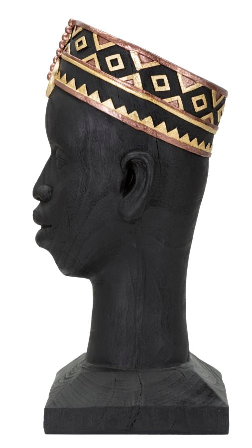 Statua Uomo Masai 25x56x25 cm in Poliresina Nero/Oro