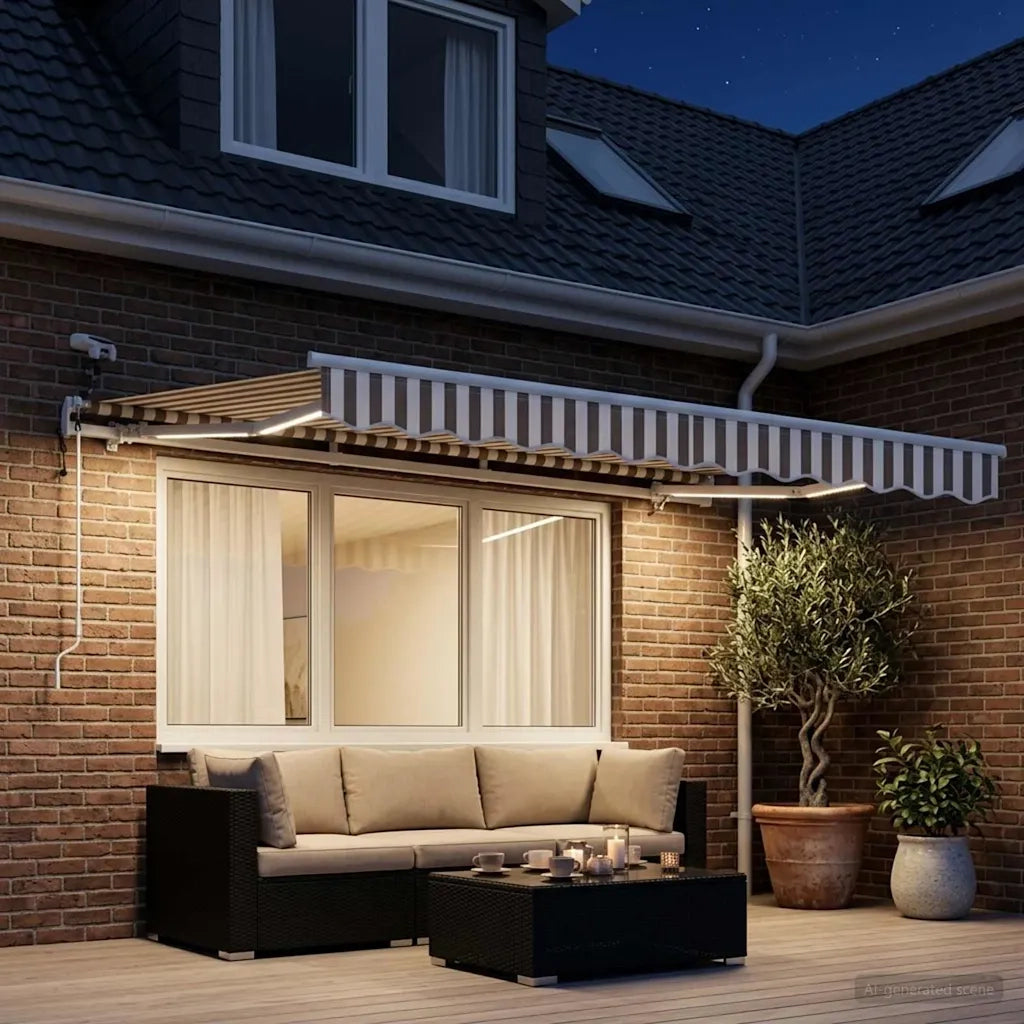 Tenda retrattile Grigio chiaro e bianco 300 x 250 cm Poliestere 3425841