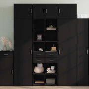 Credenza-Buffet-Armadio da cucina Nera 70x42,5x185 cm in Legno Multistrato 663341