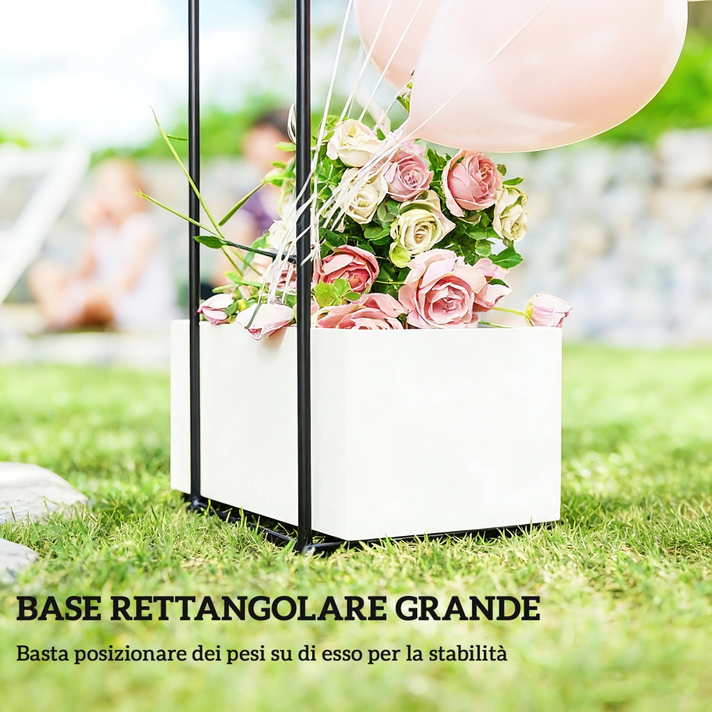 Arco da Giardino in Metallo con Base per Piante Rampicanti per Cerimonie, Compleanni ed Eventi, Nero