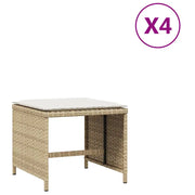 Sgabelli Giardino con Cuscini 4 pz Beige 41x41x36cm Polyrattan CFW2299516