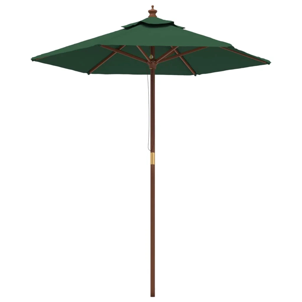 Ombrellone da giardino con palo in legno 196 x 231 cm verde 02_0008367