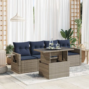 Set Divani da Giardino 5 pz con Cuscini Nero Polyrattan Acacia