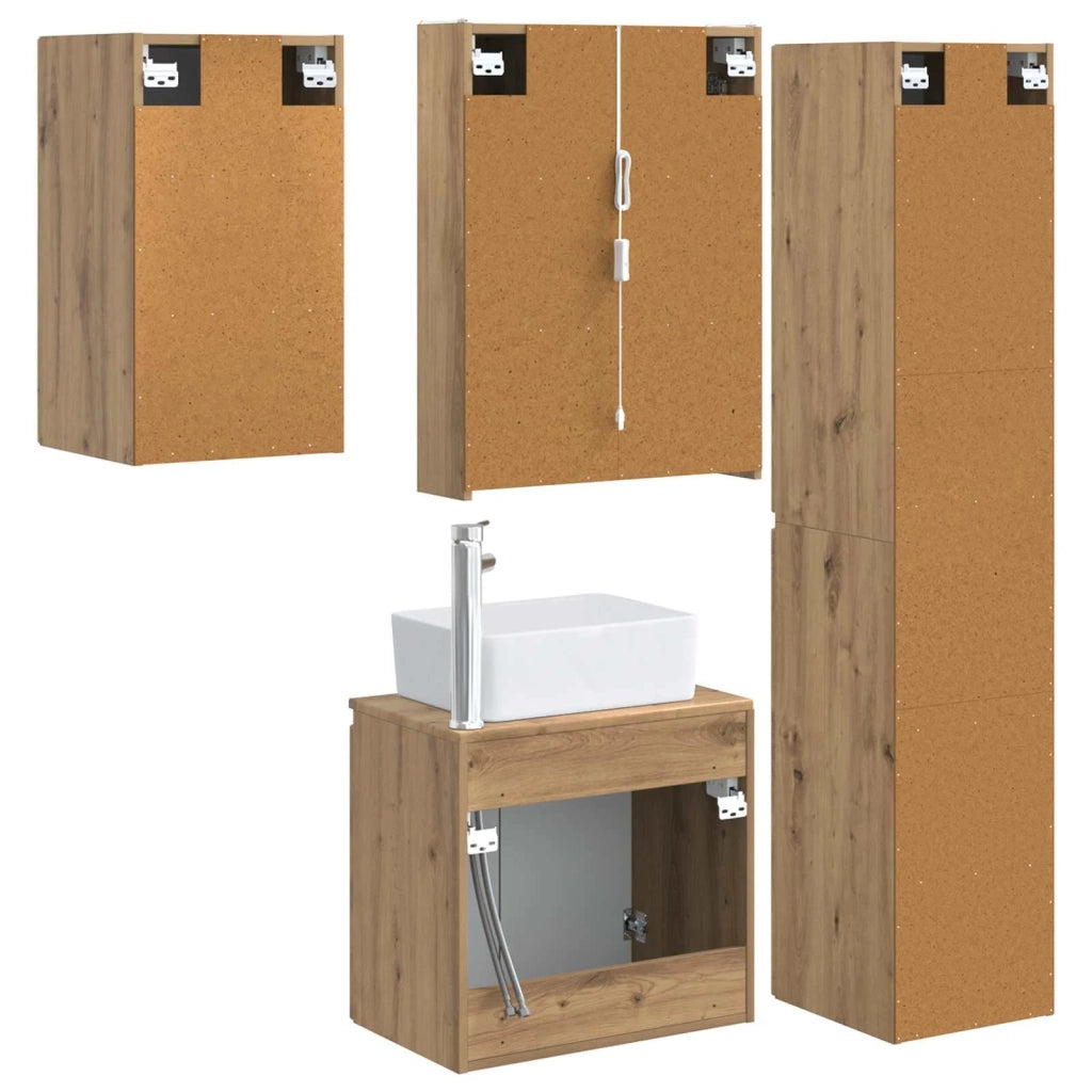 Set di Armadi da Bagno 5 pcs Rovere Artigianale 3407334