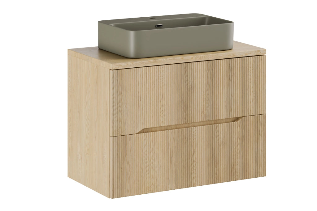 Set mobili bagno 80 cm con piano e lavabo da appoggio Trust Nordic Cremona 80 cm