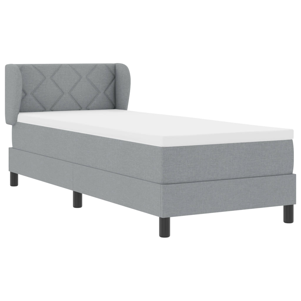Letto Box Spring con Materasso Grigio Chiaro 80x200 cm Tessuto