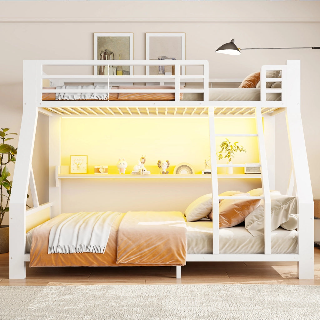 letto a castello metallo e legno bianco 145 x 204 cm