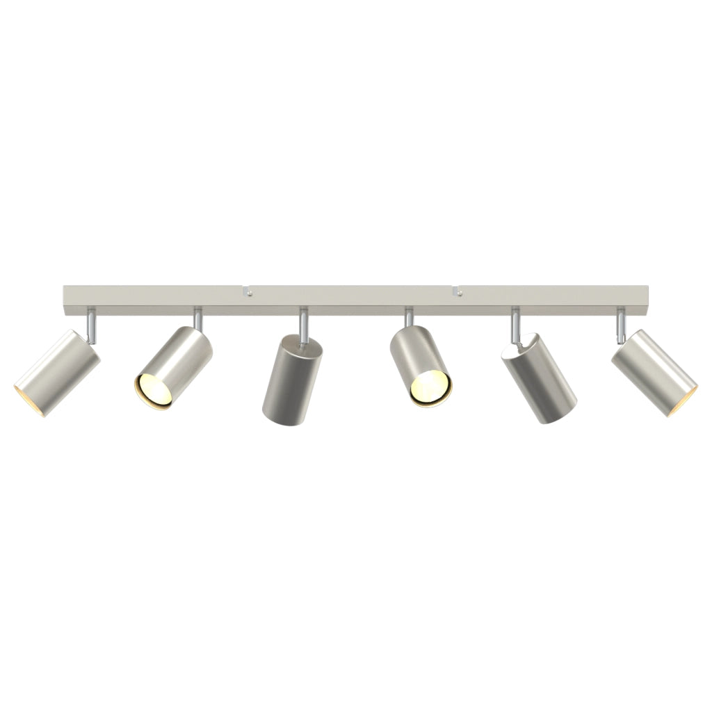 Faretto da soffitto 6 vie regolabili GU10 in nichel spazzolato