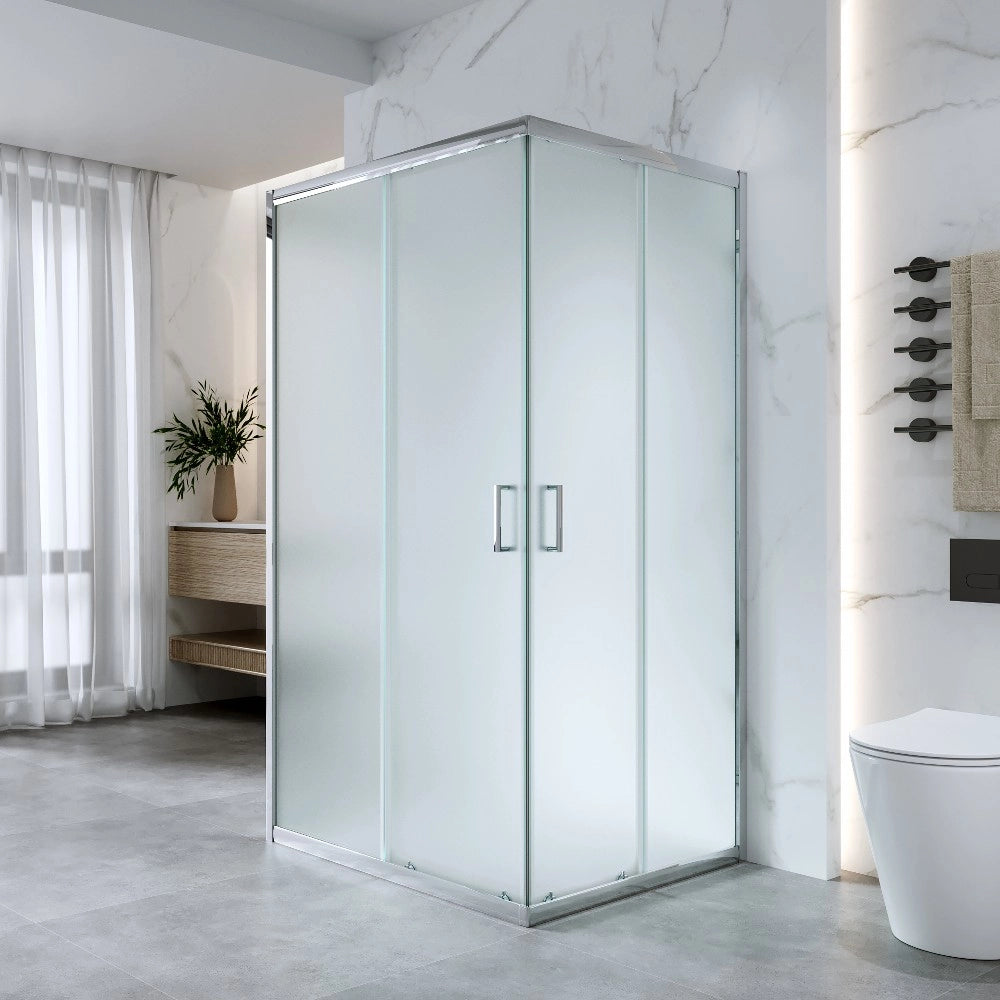 Box Doccia 3 Lati 80x120x80 Cm H 185 cm vetro 6 mm Opaco Scorrevole| Kiro