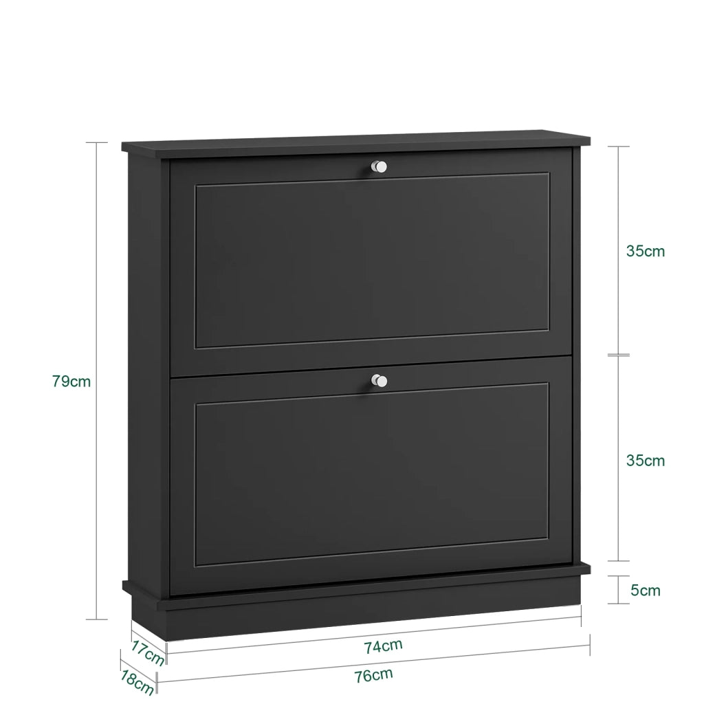 Scarpiera Slim con 2 ante e 2 ripiani Salvaspazio Nero 76x18x79cm FSR99-SCH