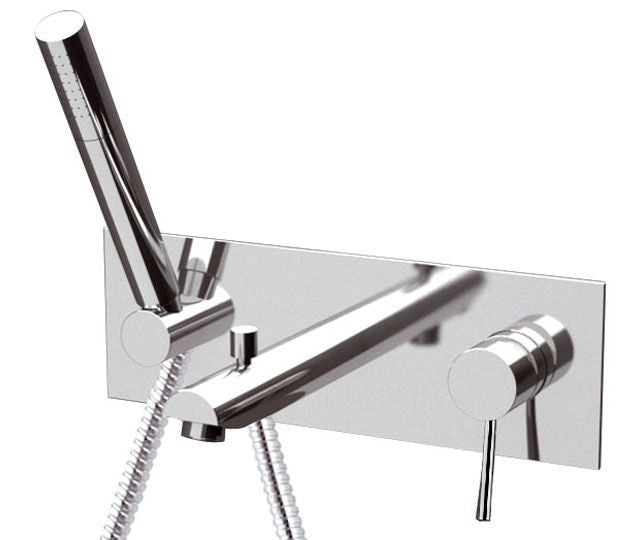 Miscelatore monocomando per vasca da incasso, su piastra in ottone cromato - serie suvi