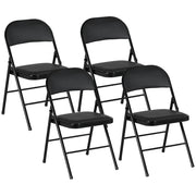 Set 2 Sedie Pieghevoli Imbottite 45x46x78 cm in Finta Pelle PU e Metallo Nero
