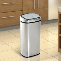 Pattumiera Cestino dei Rifiuti in Acciaio Inox con Sensore a Infrarossi 68L, Rettangolare, Argento