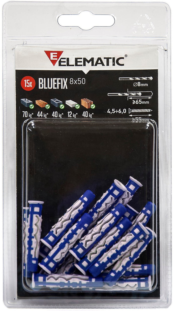 elematic blister tassello bluefix 8 con vite 10 pz cod:ferx.95721