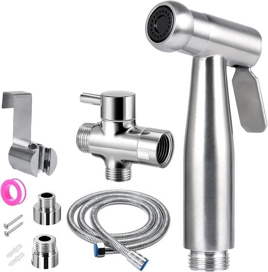 Bidet con Doccia - Sprezzatore di Acqua - Pulizia Igienica - Acciaio Inossidabile - 20 cm Uscita - Argento
