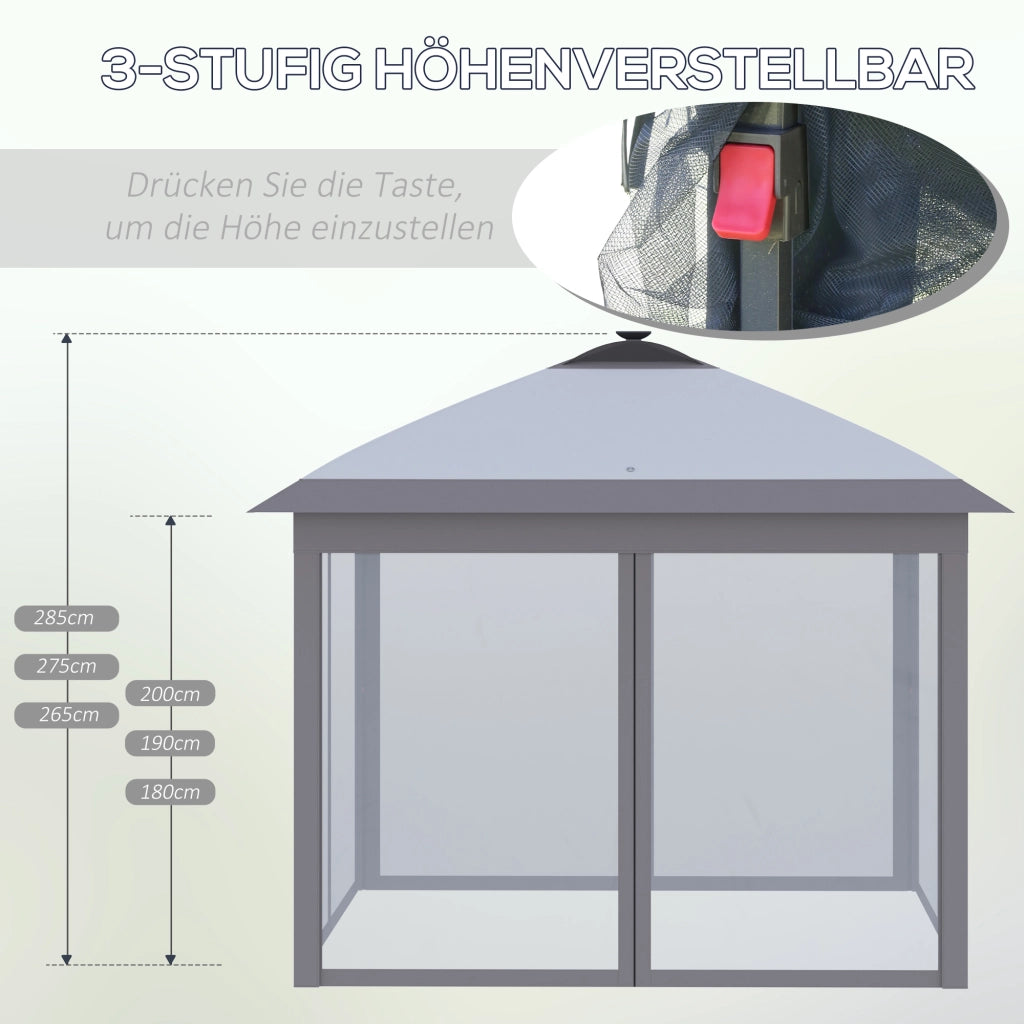 Gazebo pieghevole 3.3x3.3m con LED e tende ¨C zephmum ¨C grigio