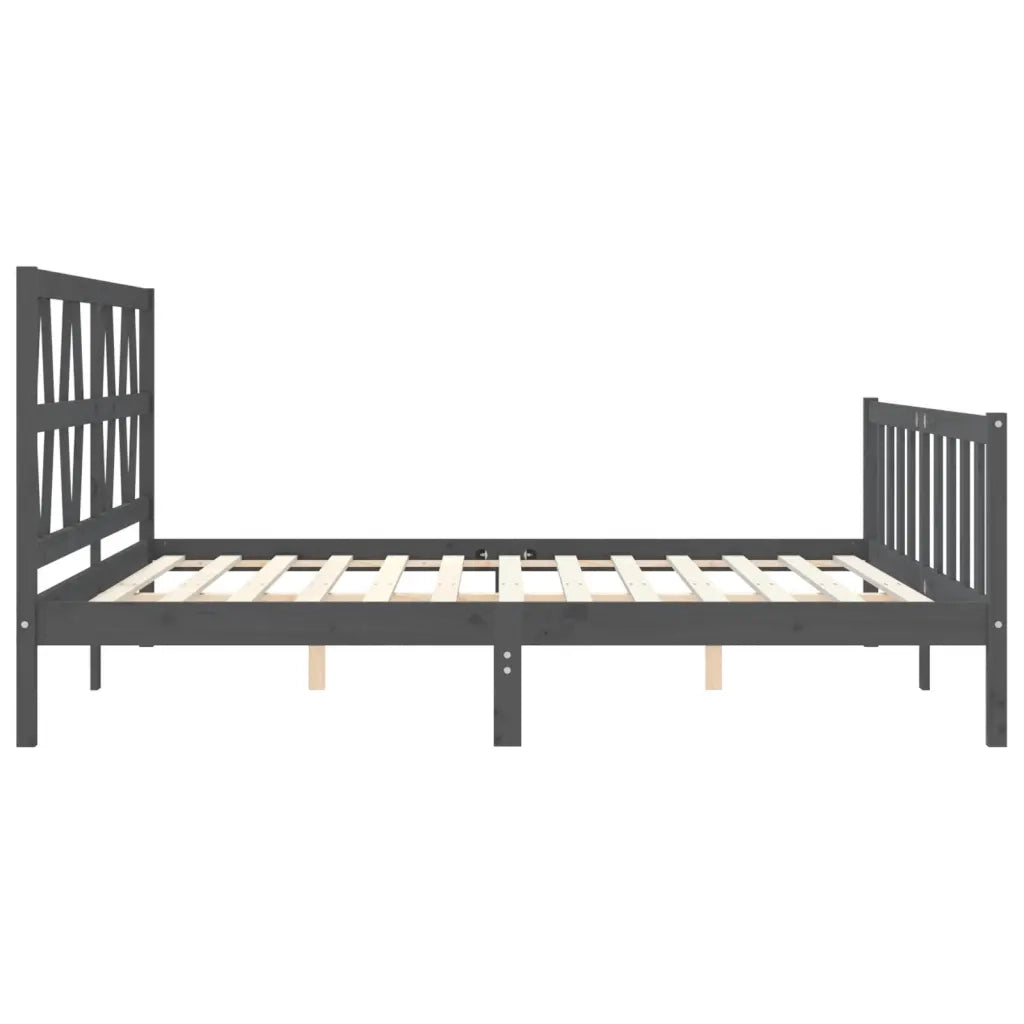 Giroletto con Testiera Grigio 200x200 cm in Legno Massello 3192513