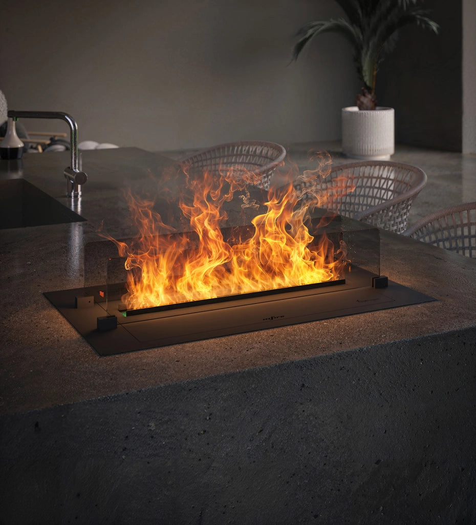 Camino a Vapore Elettrico da Incasso 70x48,5x33 cm Invapo Insert con Ricarica Automatica e LED RGB Nero