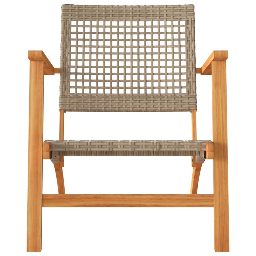Sedie da Giardino 2pz Beige in Polyrattan e Legno di Acacia 365869
