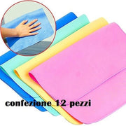 Trade Shop - Set 12 Panno Magico Super Assorbente Pulisce Asciuga Multiuso 30 X 30 Cm -