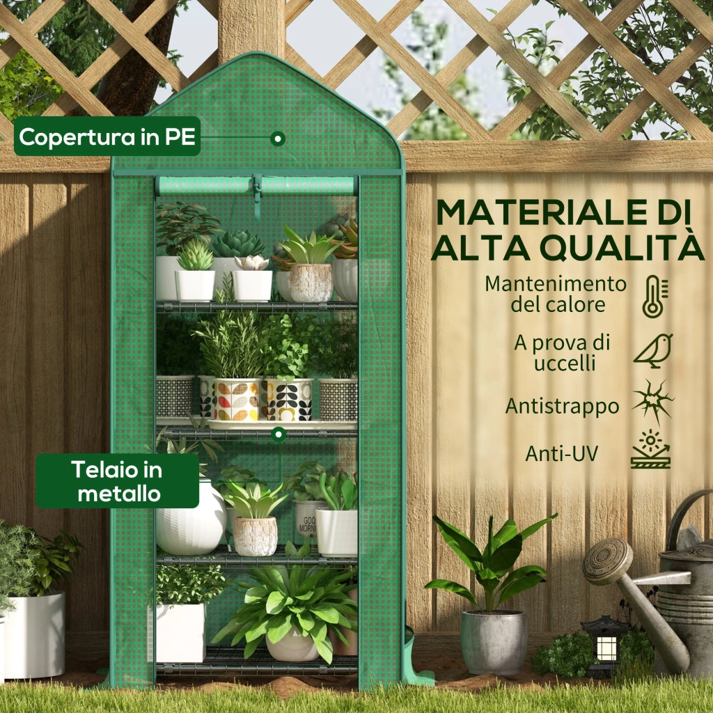 Serra per Piante da Giardino con Porta ¨C Zephmum ¨C Verde Scuro Metallo 69x49x158 cm
