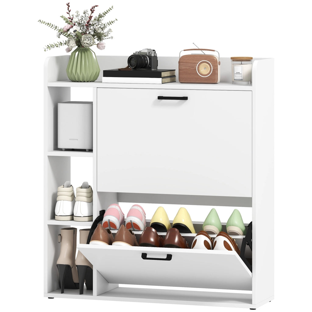 Scarpiera con 2 cassetti ¨C zephmum ¨C 83x24x90.5cm, bianco