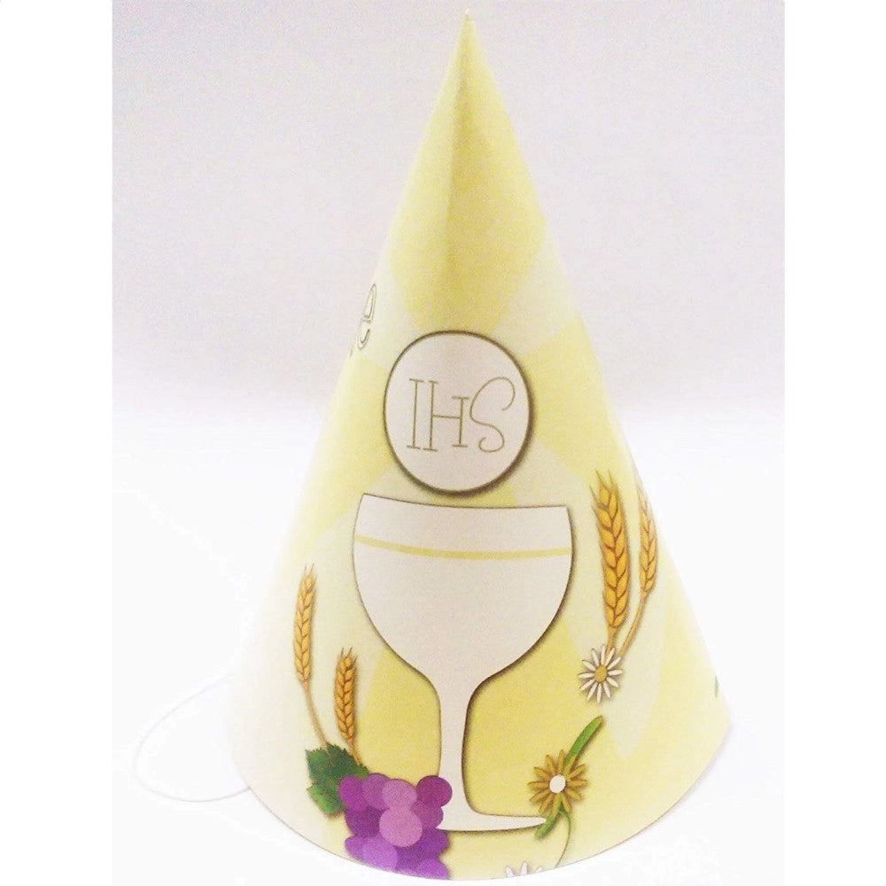 Trade Shop - Set 18 Pezzi Cappello Cappelli Carta Cono Feste Prima Comunione Monouso Addobbi -
