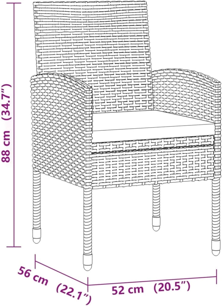 Set da pranzo da giardino 3 pezzi, tavolo e sedie terrazza, set tavolo e sedie da giardino, mobili da giardino, set di mobili da giardino, rattan sintetico nero