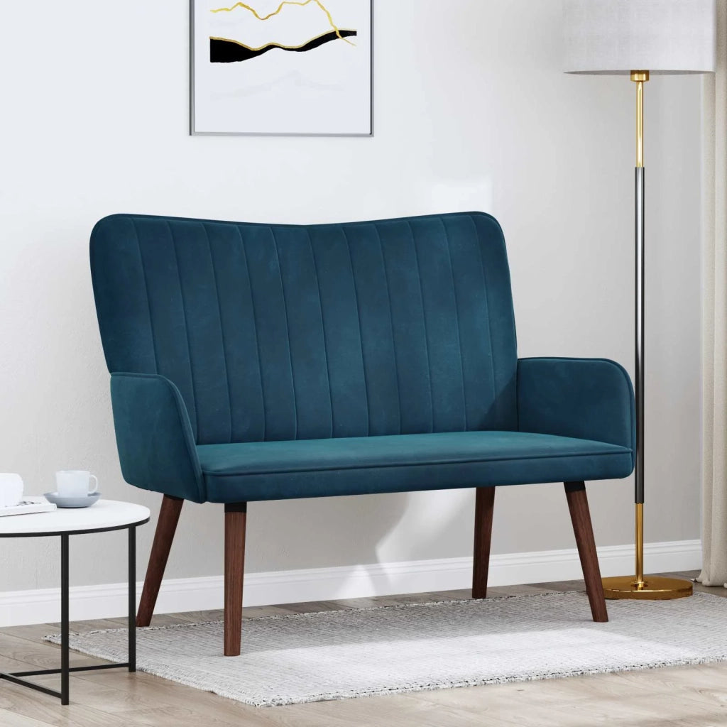 Sofa a Due Posti Blu 115 x 61 x 87 cm Velluto