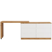 Scrivania con 6 cassetti e piano girevole - per studio - 120×50×78 cm - bianco rovere