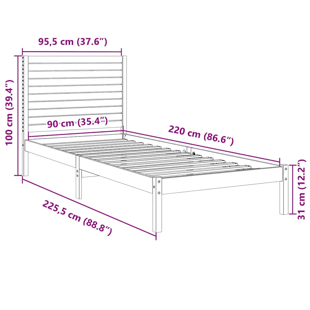Giroletto Extra Lungo senza Materasso Bianco 90x220 cm Massello 3309310