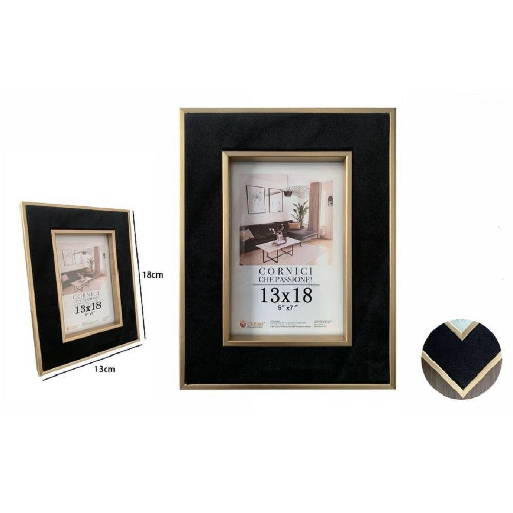 Trade Shop - Portafoto Cornice Per Foto Poster Quadri Tele 13 X 18cm Nera Con Bordi Oro 70301 -