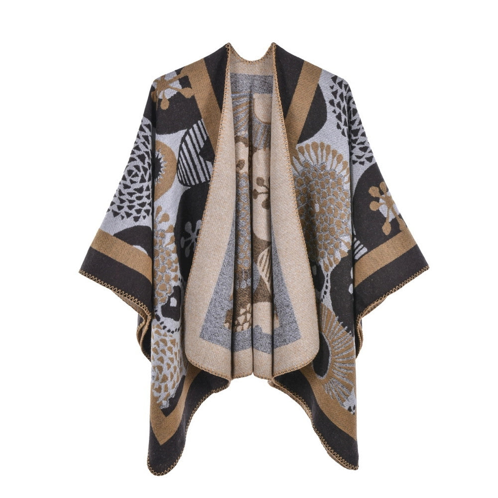 Sciarpa/stola da donna, elegante mantellina calda con spacco