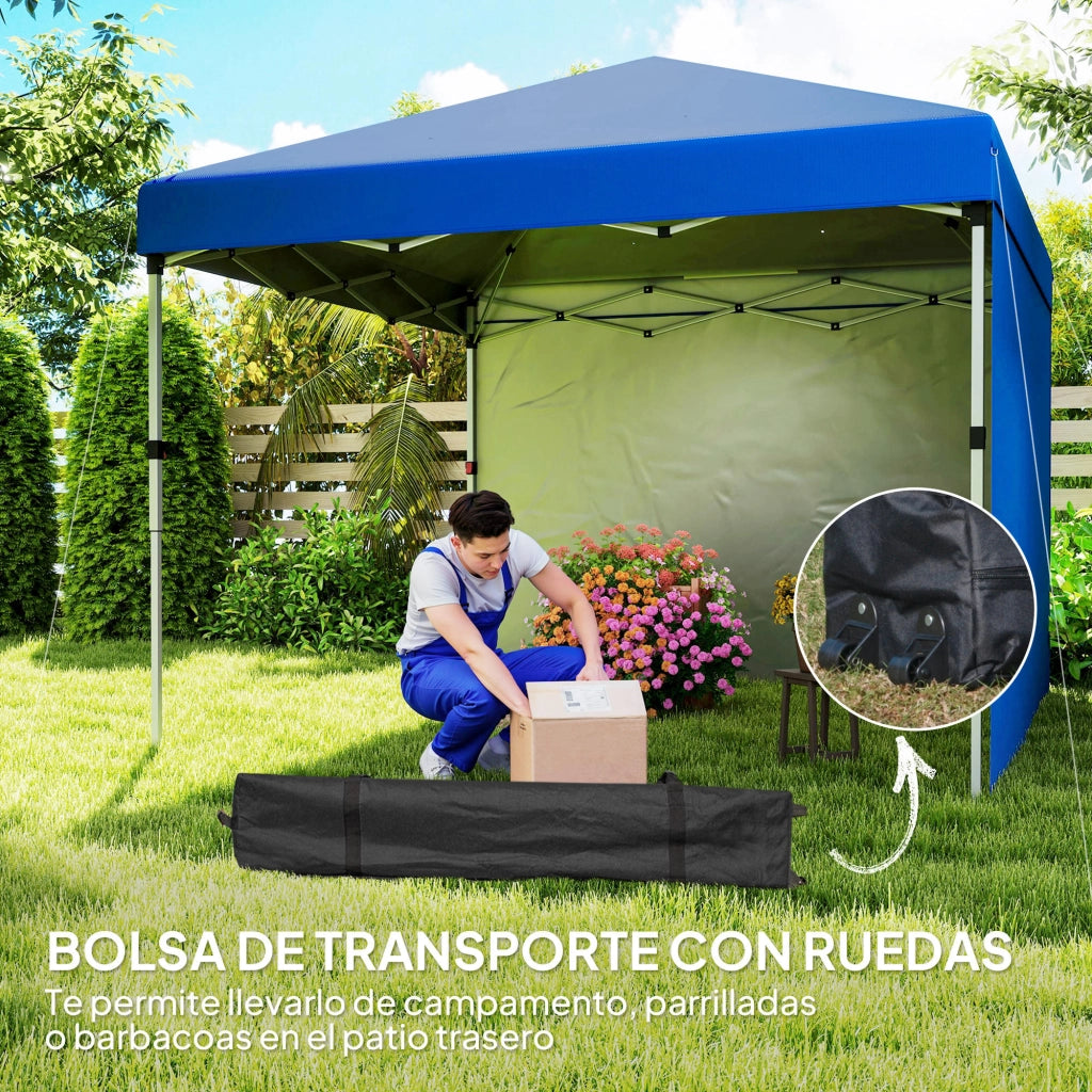 Carpa Plegable Pop-up 3x3 m con Pareti Laterali Anti-UV ¨C zephmum ¨C Blu
