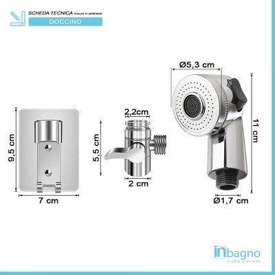 Doccetta per lavabo completa di supporto a muro e tubo flessibile