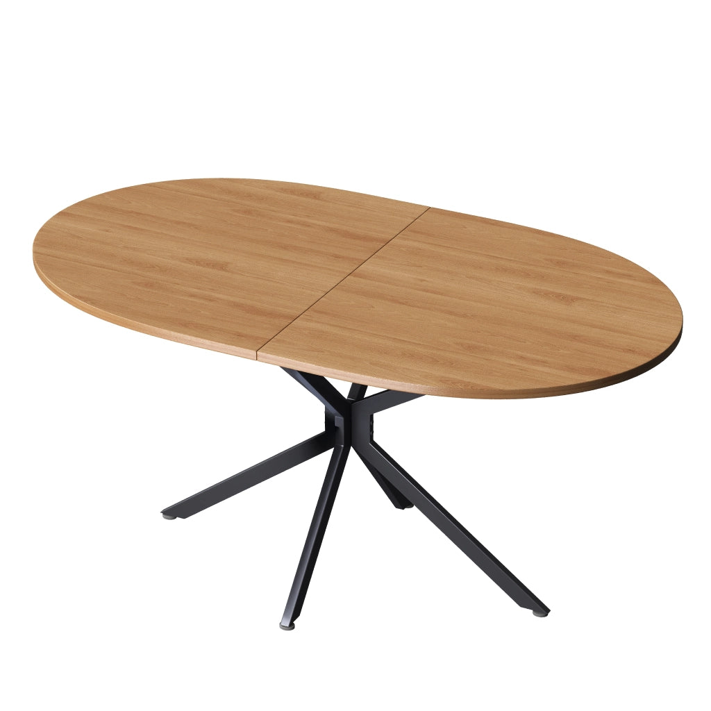 Tavolo da pranzo per 4-6 persone con piano in MDF e gambe incrociate, per cucina e sala da pranzo, naturale 120 × 80 × 75,5 cm