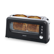 Tostapane fessura lunga con finestra trasparente vetro, controllo 7 livelli tostatura, bandeja briciole estraibile 900W - SOGO
