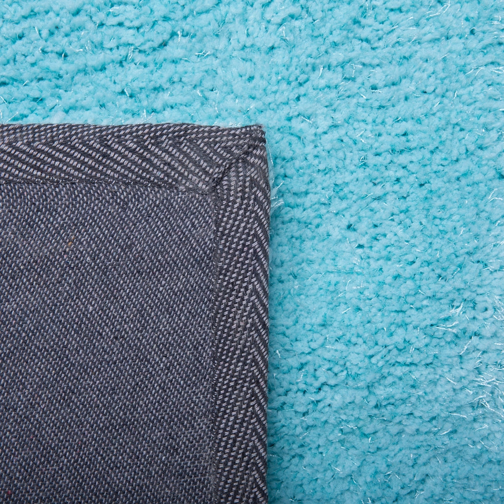 Tappeto Shaggy Blu 140 cm Moderno Tappeto Rotondo Turchese a Pelo Lungo