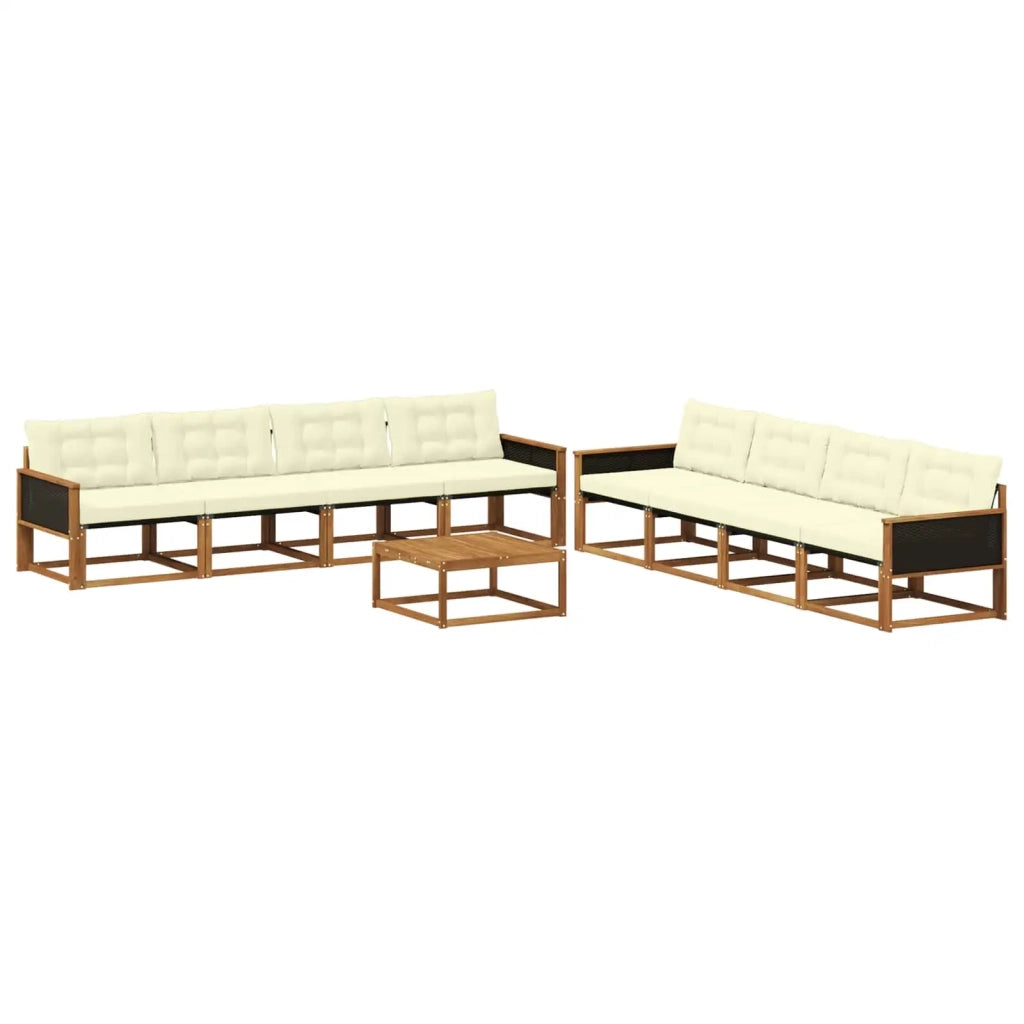 Set di divani da esterno con cuscino 9 pcs Naturale e Crema 3381318