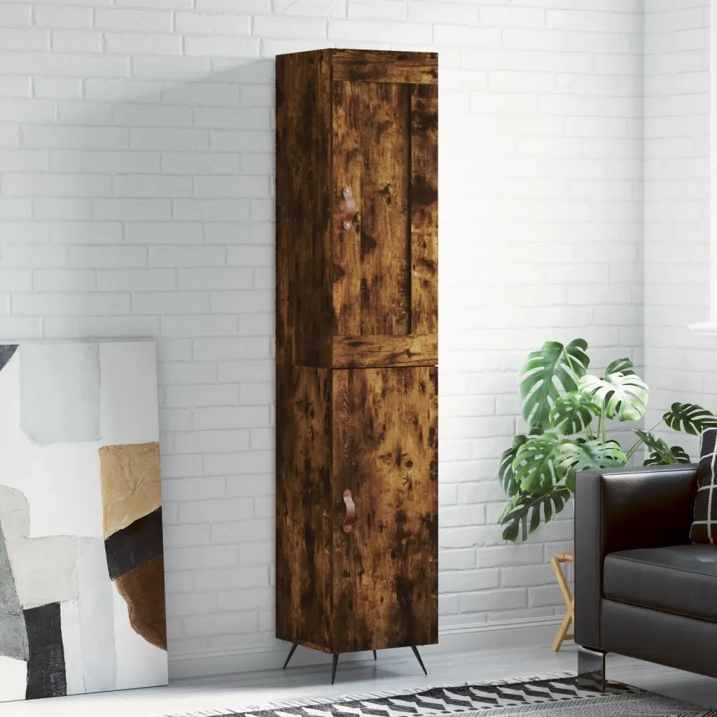 Credenza | Madia | Buffet da pranzo | Armadio da pranzo Rovere Fumo 34,5x34x180 cm in Legno Multistrato