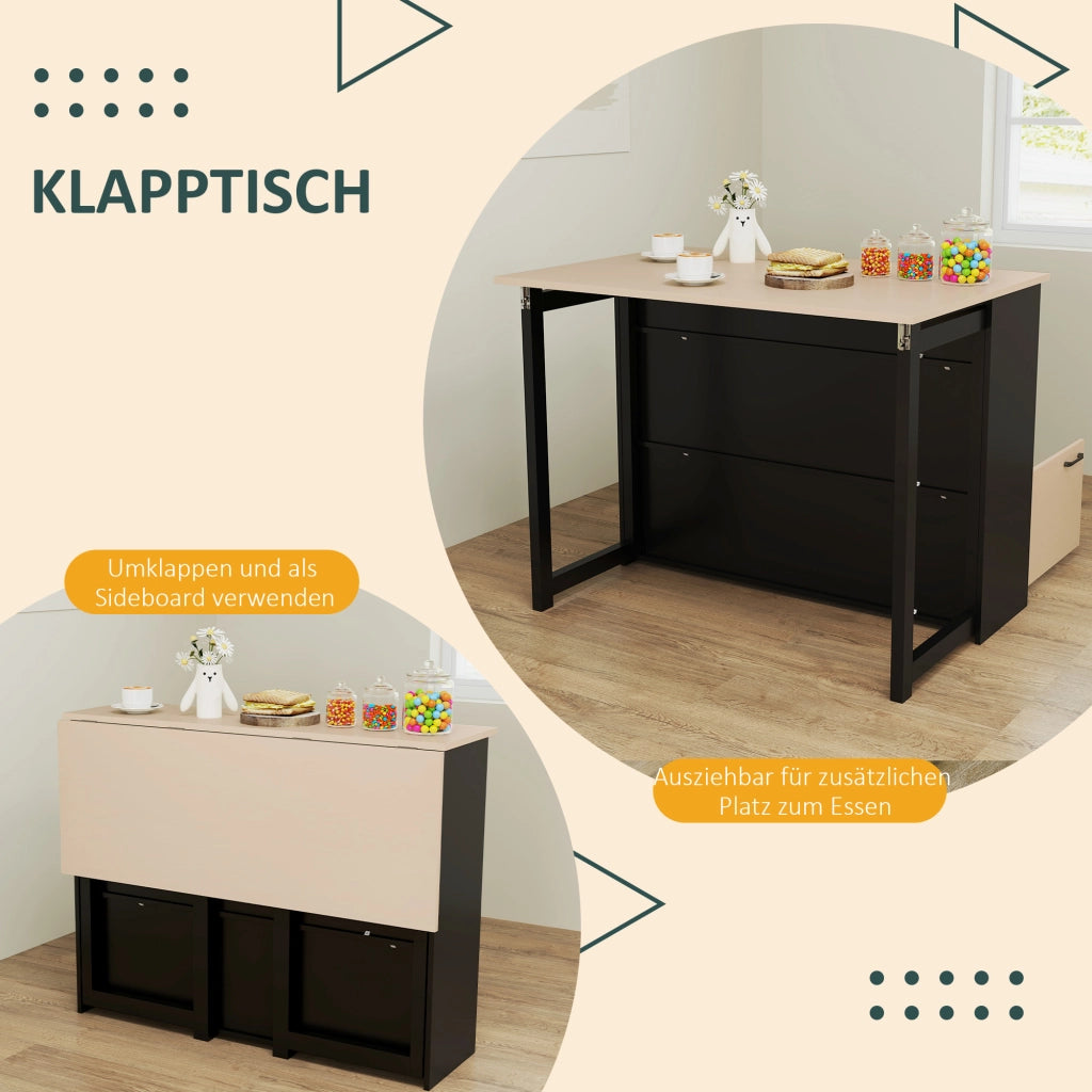 TAVOLO BAR Set da 3 pezzi Pieghevole 116 x 70 cm Nero in compensato