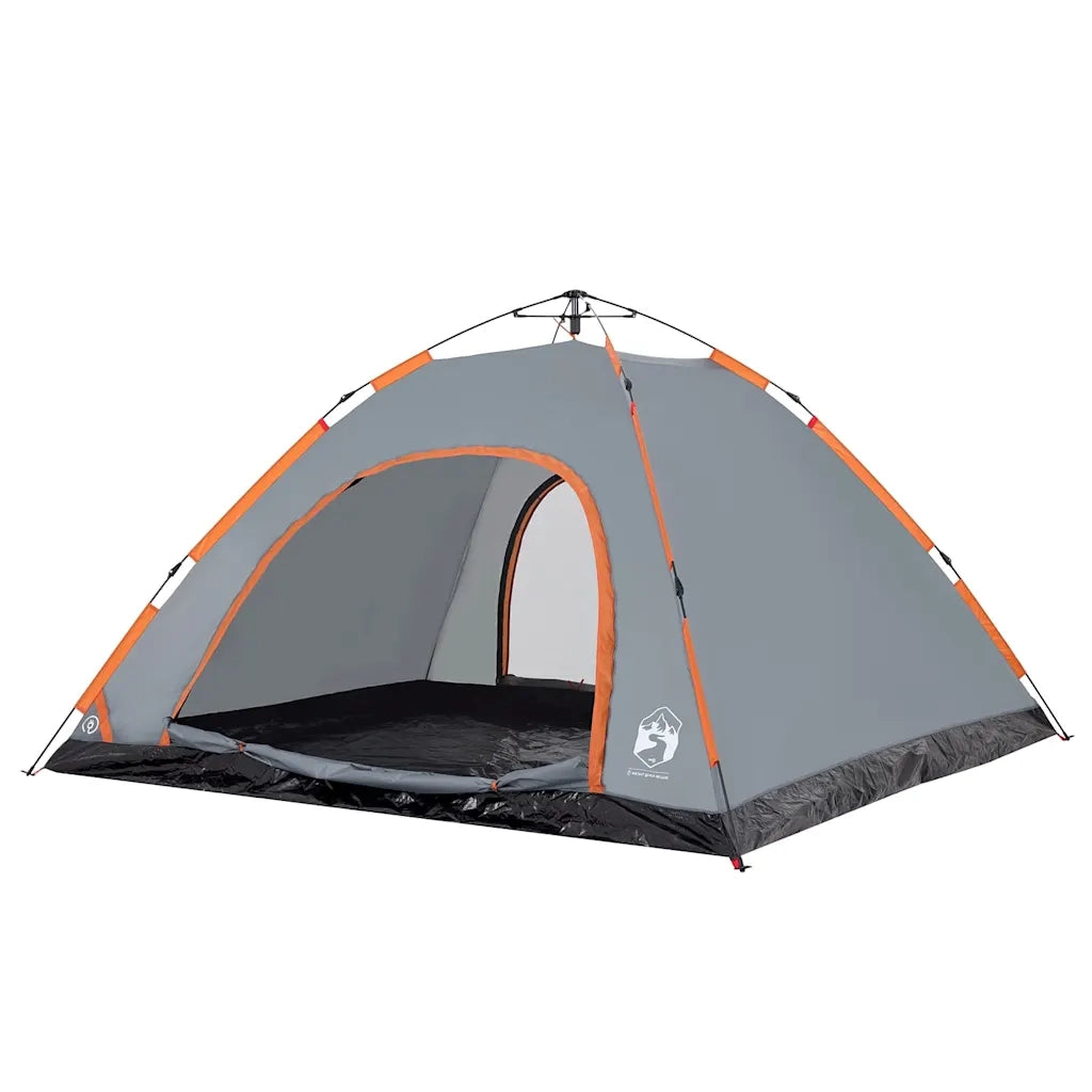 Tenda Campeggio 5 Persone-Tenda per Escursionismo Grigio e Arancione a Rilascio Rapido