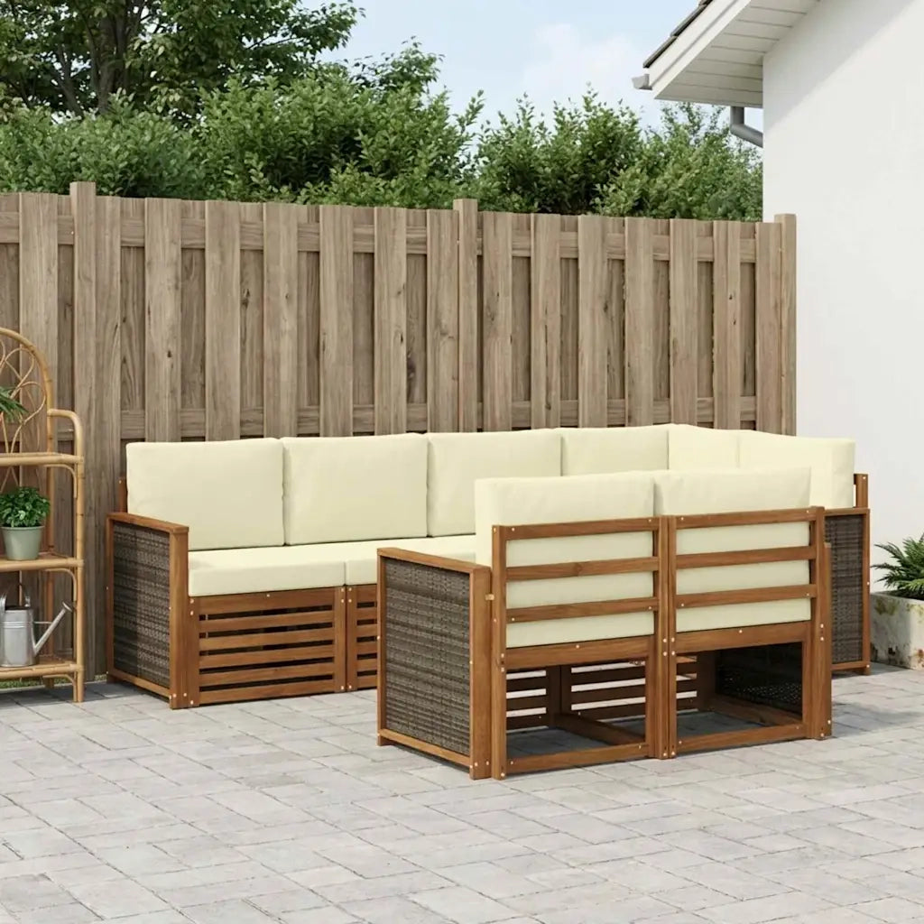 Set divano sezionale con cuscino 6 pcs Naturale e Crema