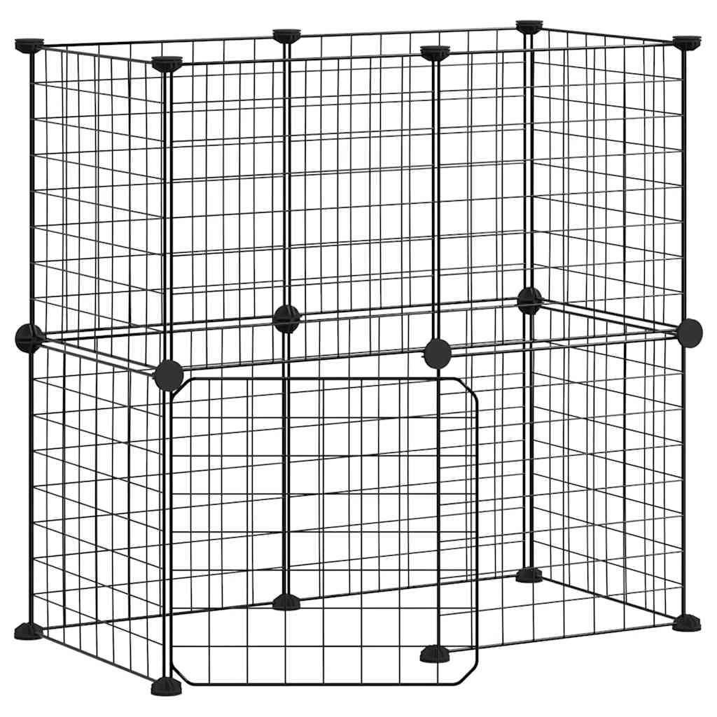 Gabbia per animali domestici a 12 pannelli con porta 35 x 35 cm nera 02_0041560