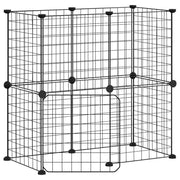Gabbia per animali domestici a 12 pannelli con porta 35 x 35 cm nera 02_0041560