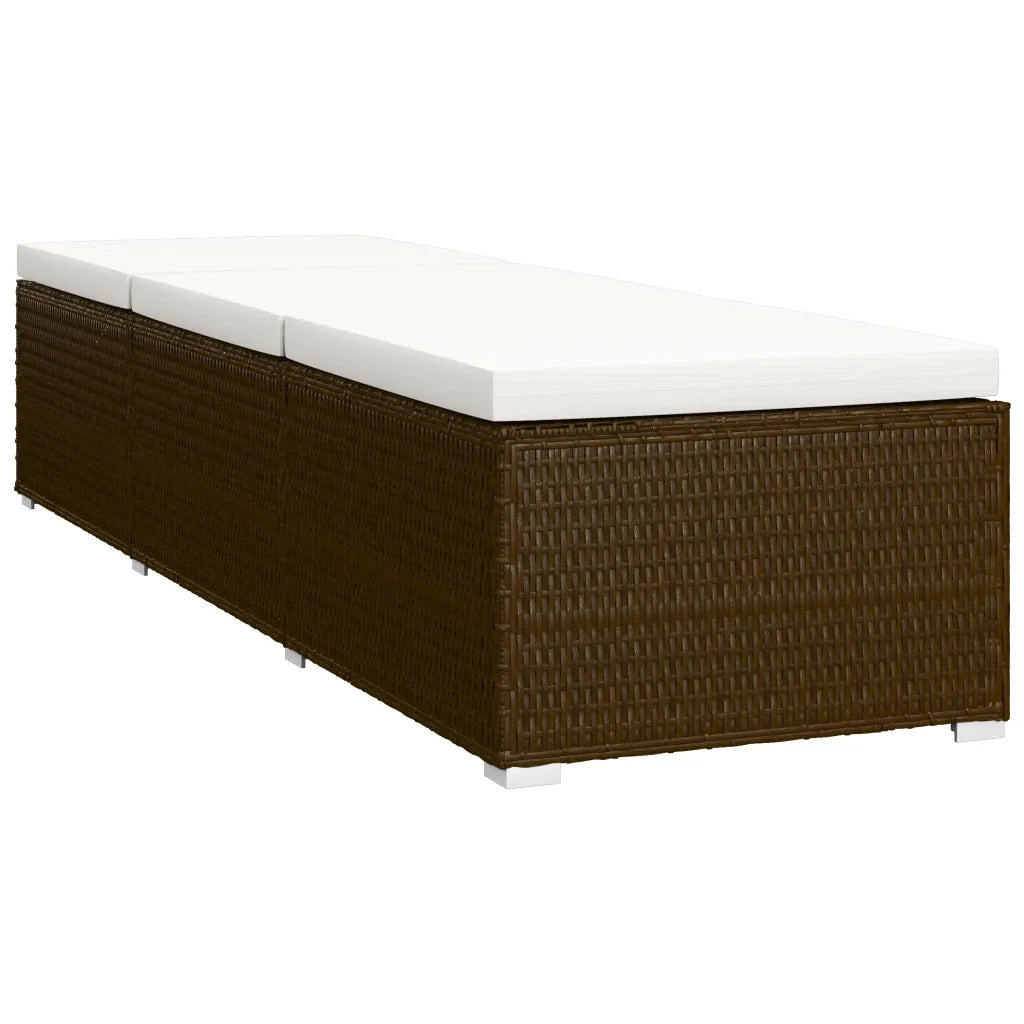 Lettini Prendisole con Tavolino 3 pz in Polyrattan Marrone cod mxl 23341