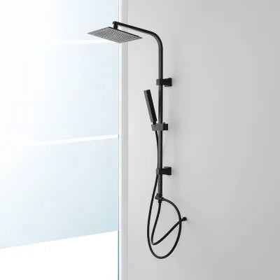 Colonna doccia nero opaco H 105 regolabile completa di soffione quadrato e doccetta