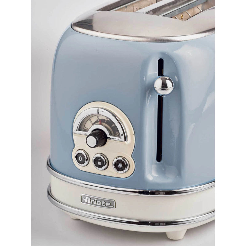 Tostapane Vintage 2 Fette - Con Pinze, 6 Livelli di Tostatura - Acciaio Inox - Celeste