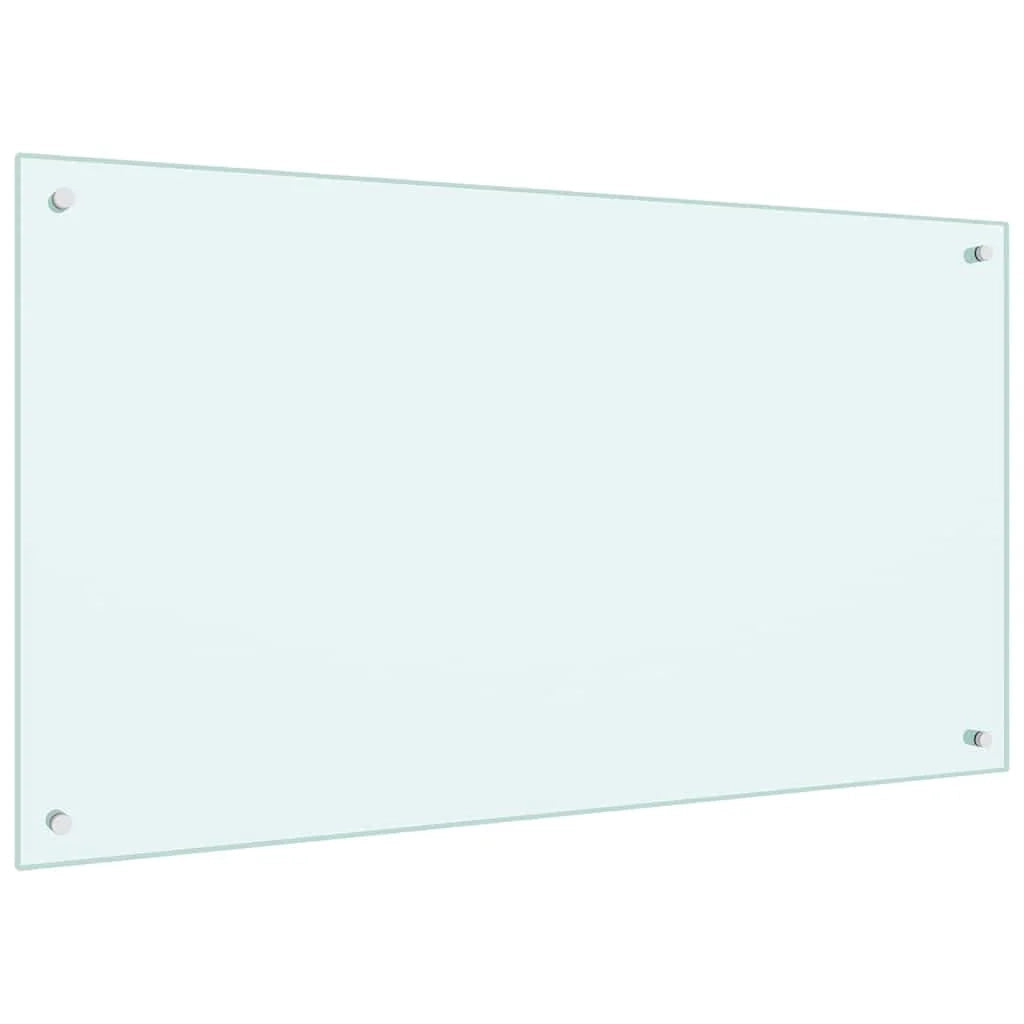 Set di 2 paraschizzi da cucina dal design moderno 100 x 60 cm resistenti al calore facili da installare vetro temperato bianco 02_0056222
